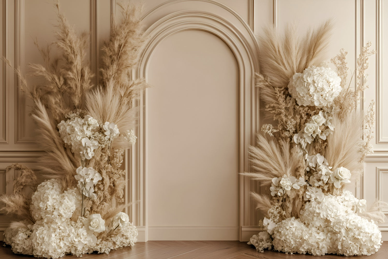 Bohemian Photo Backdrop Beige Archway Bloom Backdrop UK GQ57-226