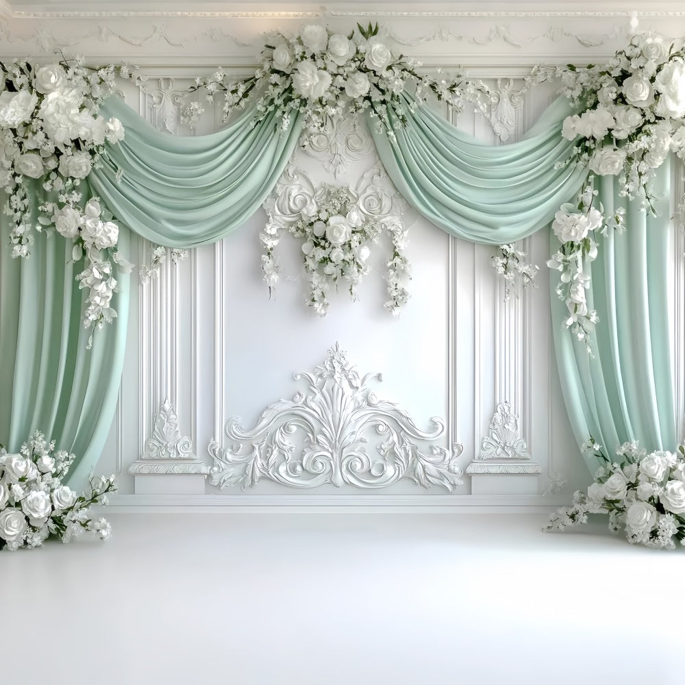 Boho Backdrops Regal Green Draped Flower Backdrop UK GQ57-228