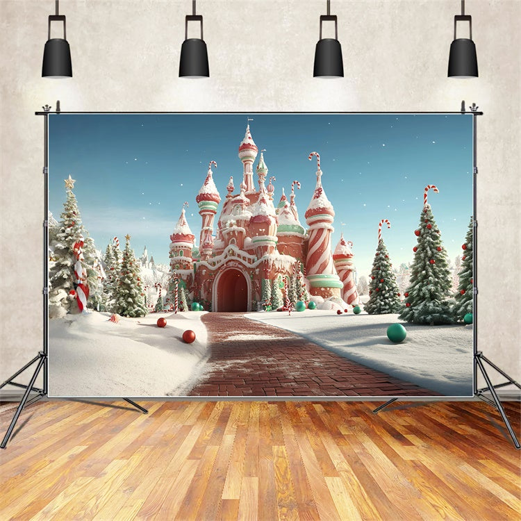 Christmas Photo Backdrops Jolly Confection Castle Backdrop UK GQ57-23
