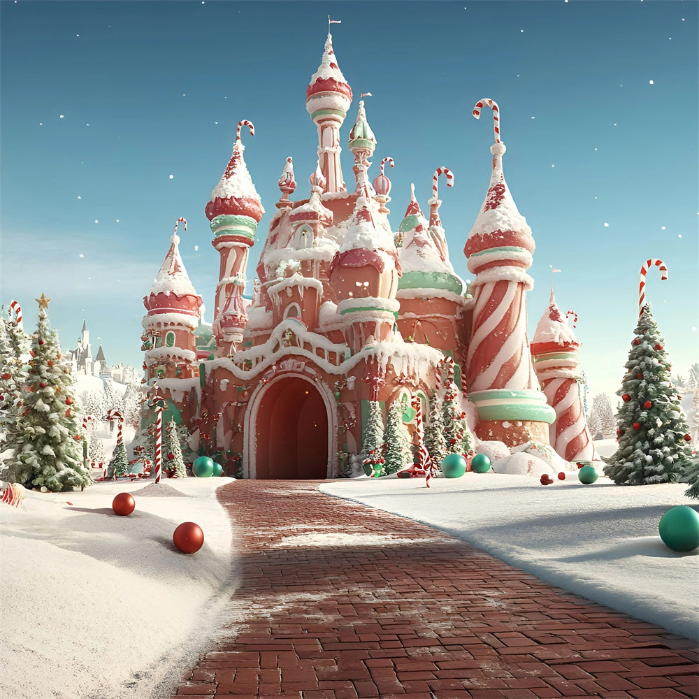 Christmas Photo Backdrops Jolly Confection Castle Backdrop UK GQ57-23