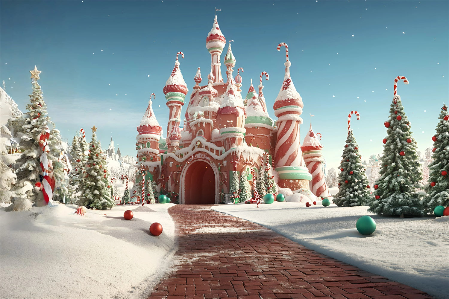 Christmas Photo Backdrops Jolly Confection Castle Backdrop UK GQ57-23
