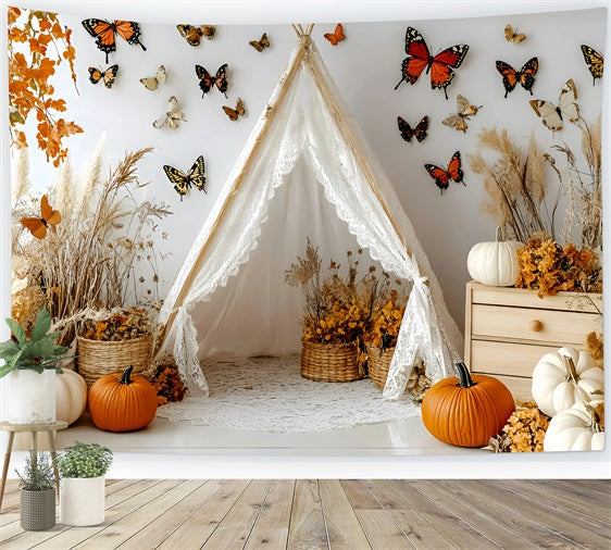 Bohemian Style Backdrop Autumn Butterfly Tent Backdrop UK GQ57-231