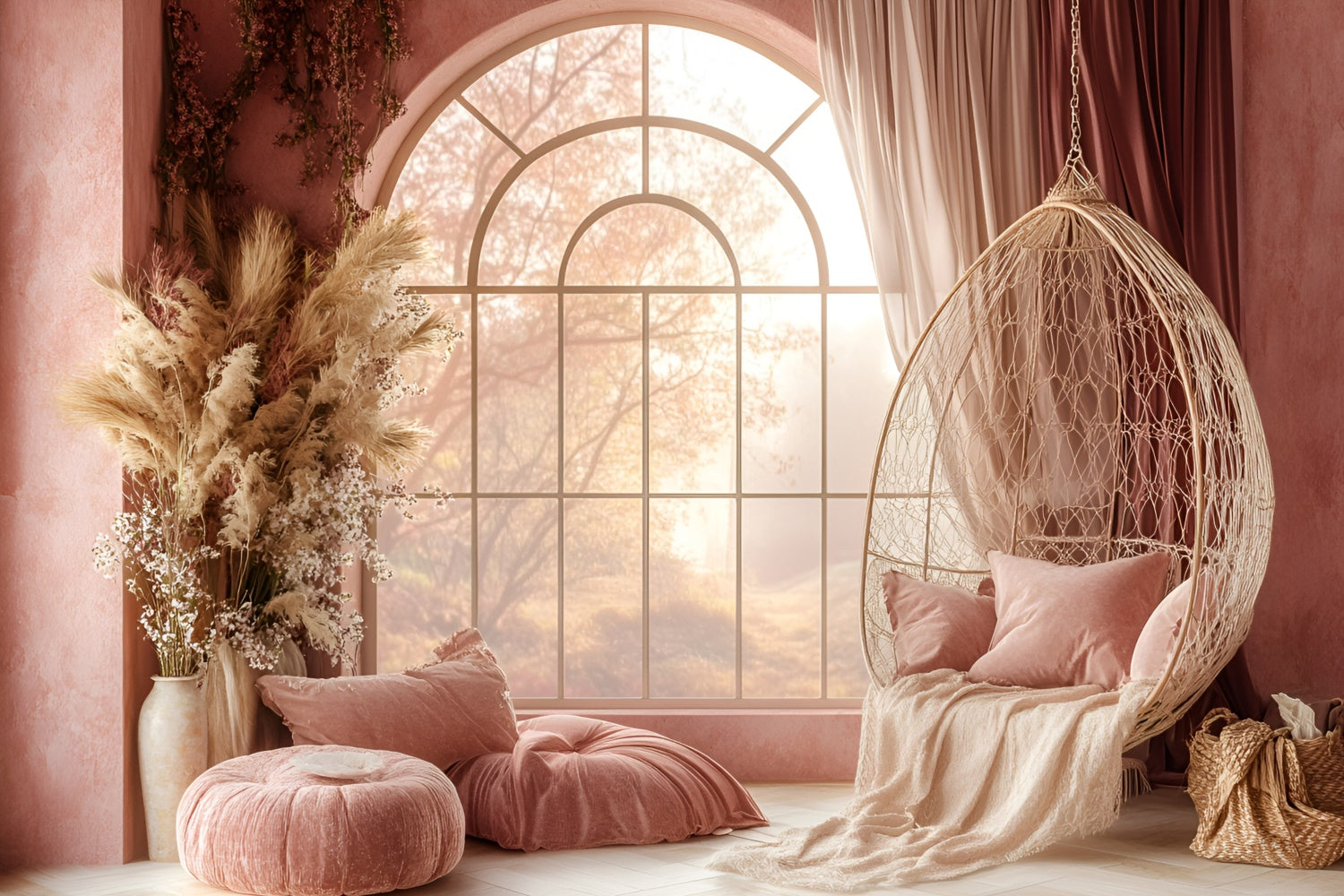 Bohemian Backdrop Soft Pink Serenity Room Backdrop UK GQ57-233