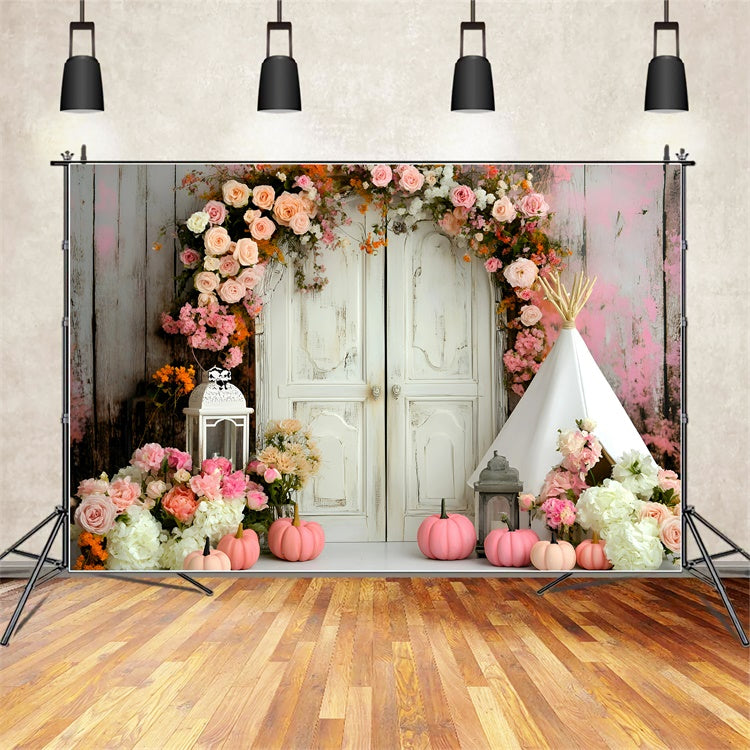 Bohemian Backdrop Sweet Rose Pumpkin Arch Backdrop UK GQ57-240