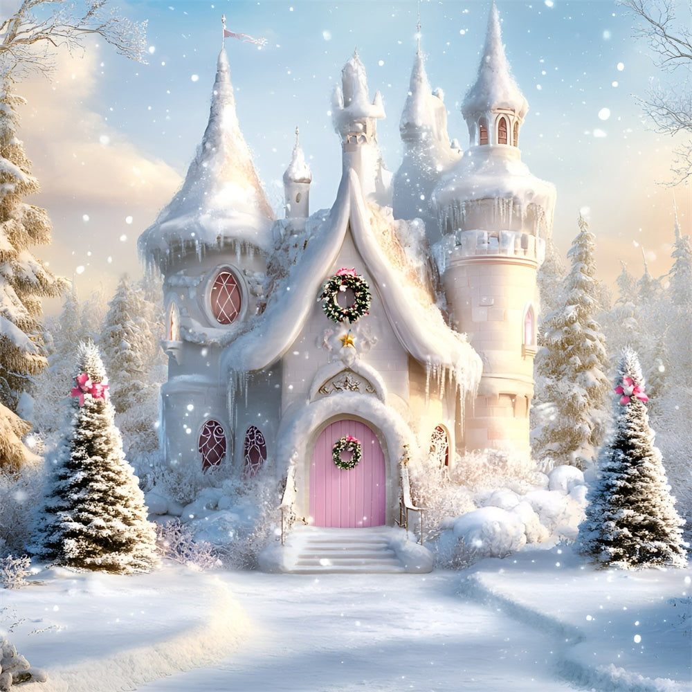 Christmas Photo Backdrop Pink Door Winter Dreams Backdrop UK GQ57-25