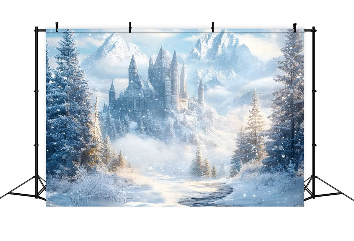 Snowy Forest Backdrop Enchanted Ice Castle Backdrop UK GQ57-66