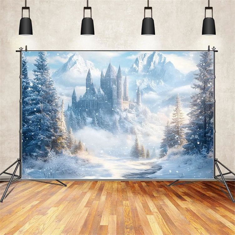 Snowy Forest Backdrop Enchanted Ice Castle Backdrop UK GQ57-66