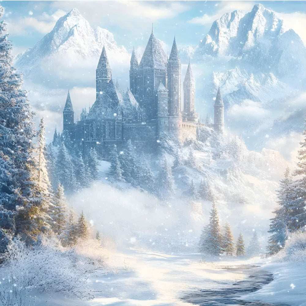 Snowy Forest Backdrop Enchanted Ice Castle Backdrop UK GQ57-66