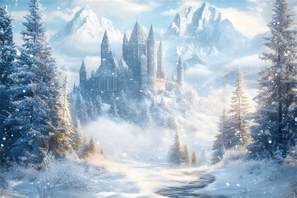 Snowy Forest Backdrop Enchanted Ice Castle Backdrop UK GQ57-66
