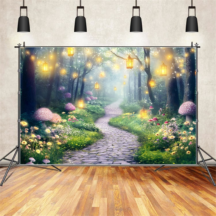 Magical Forest Backdrop Fairy Lantern Path Backdrop UK GQ57-78