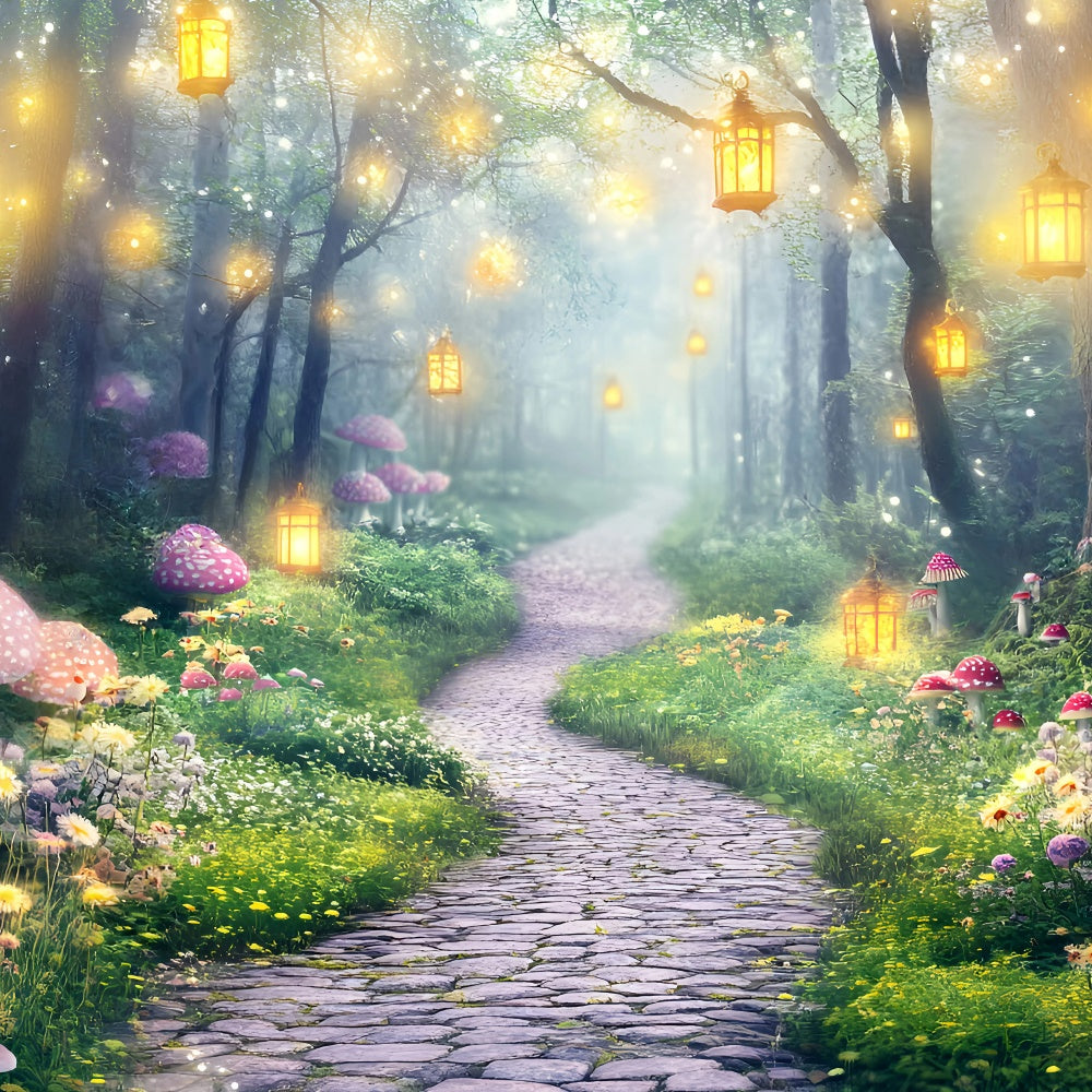 Magical Forest Backdrop Fairy Lantern Path Backdrop UK GQ57-78