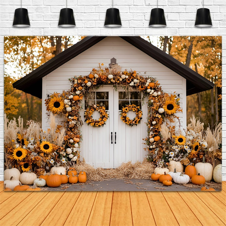 Fall Backdrops Harvest Cottage Sunflower Backdrop UK GQ57-96