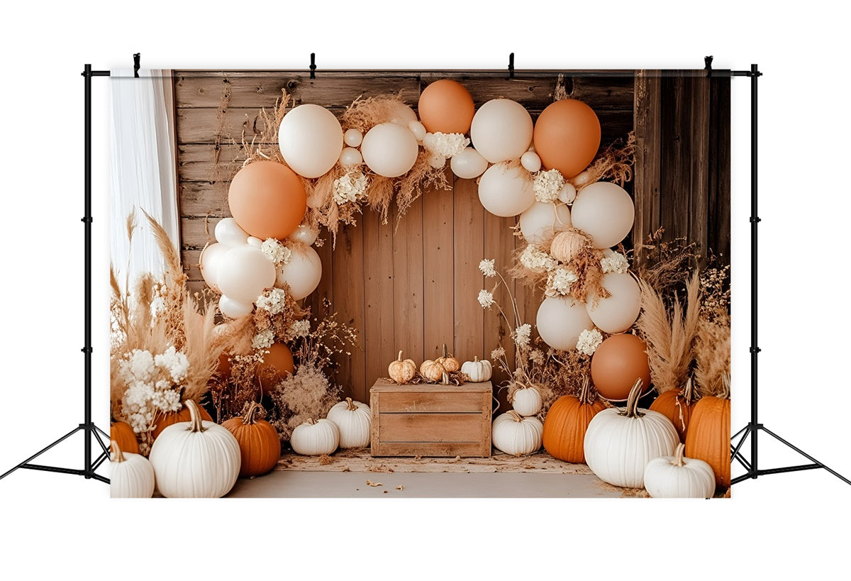 Boho Photo Backdrop Pumpkin Balloon Arch Autumn Backdrop UK GQ57-99