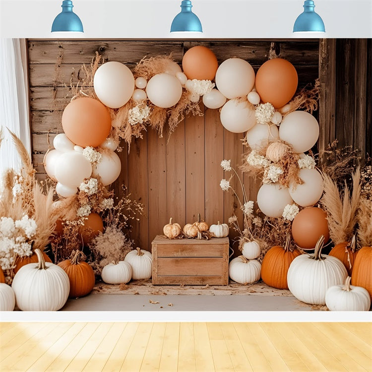 Boho Photo Backdrop Pumpkin Balloon Arch Autumn Backdrop UK GQ57-99