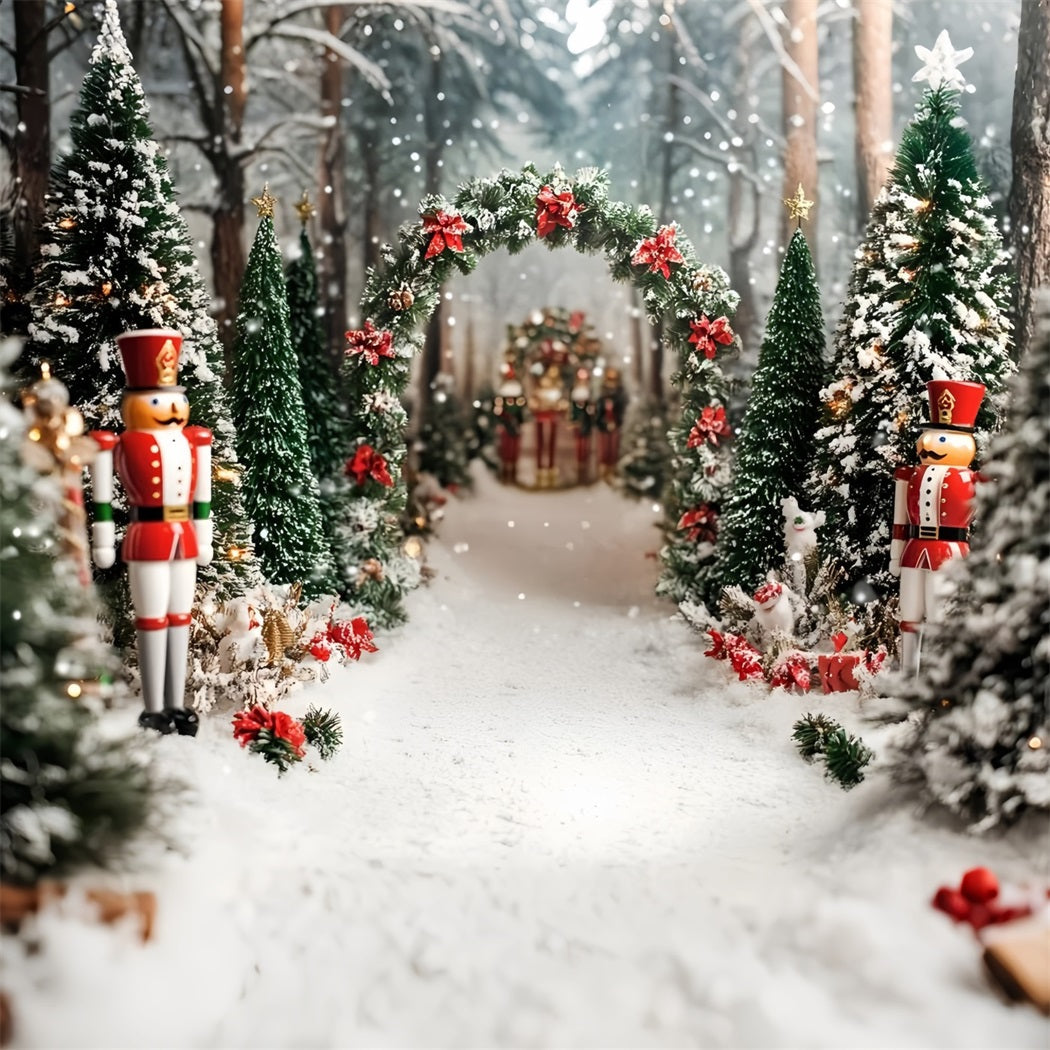 Nutcracker Backdrop Red Velvet Bow Cedar Grove Christmas Tree Backdrop UK GQ58-21