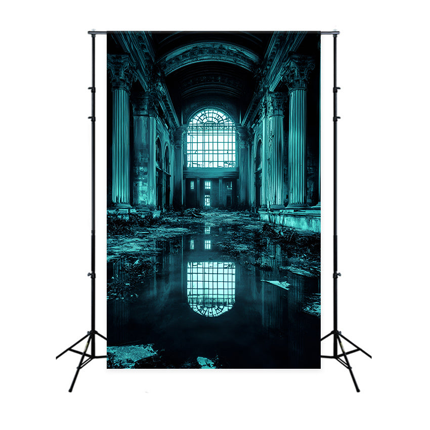 Grunge Backdrop Abandoned Grand Hall with Water Reflection professional Portrait Background UK GQ58-86