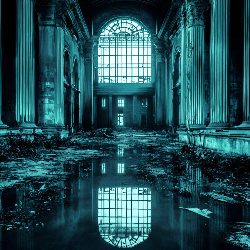 Grunge Backdrop Abandoned Grand Hall with Water Reflection professional Portrait Background UK GQ58-86