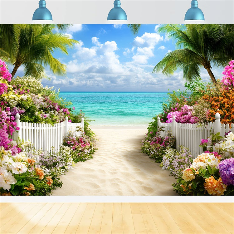 Beach Photo Backdrop Beach Entry Flower Summer Photo Backdrop UK GQ6-12