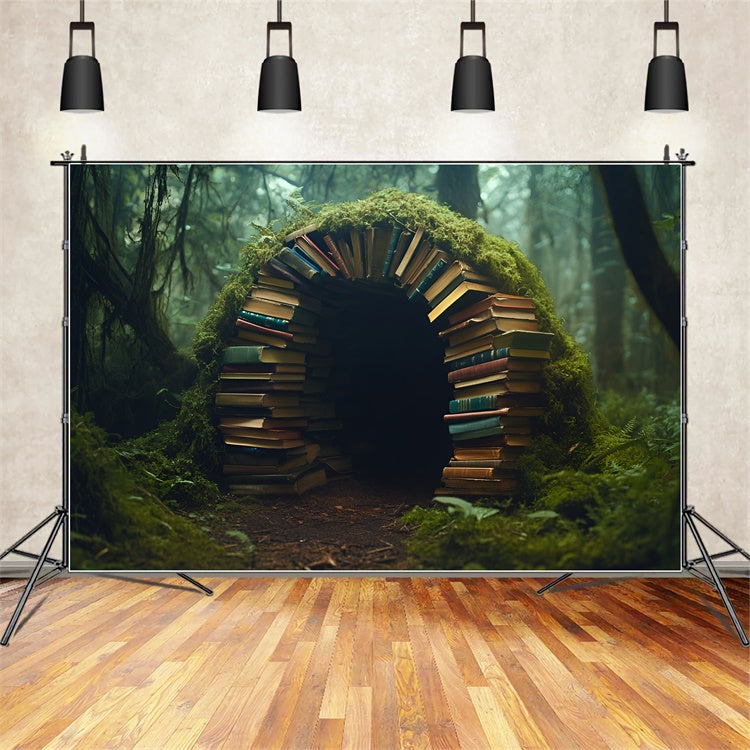 Back To School Photo Backdrop Mossy Library Portal Backdrop UK GQ6-131