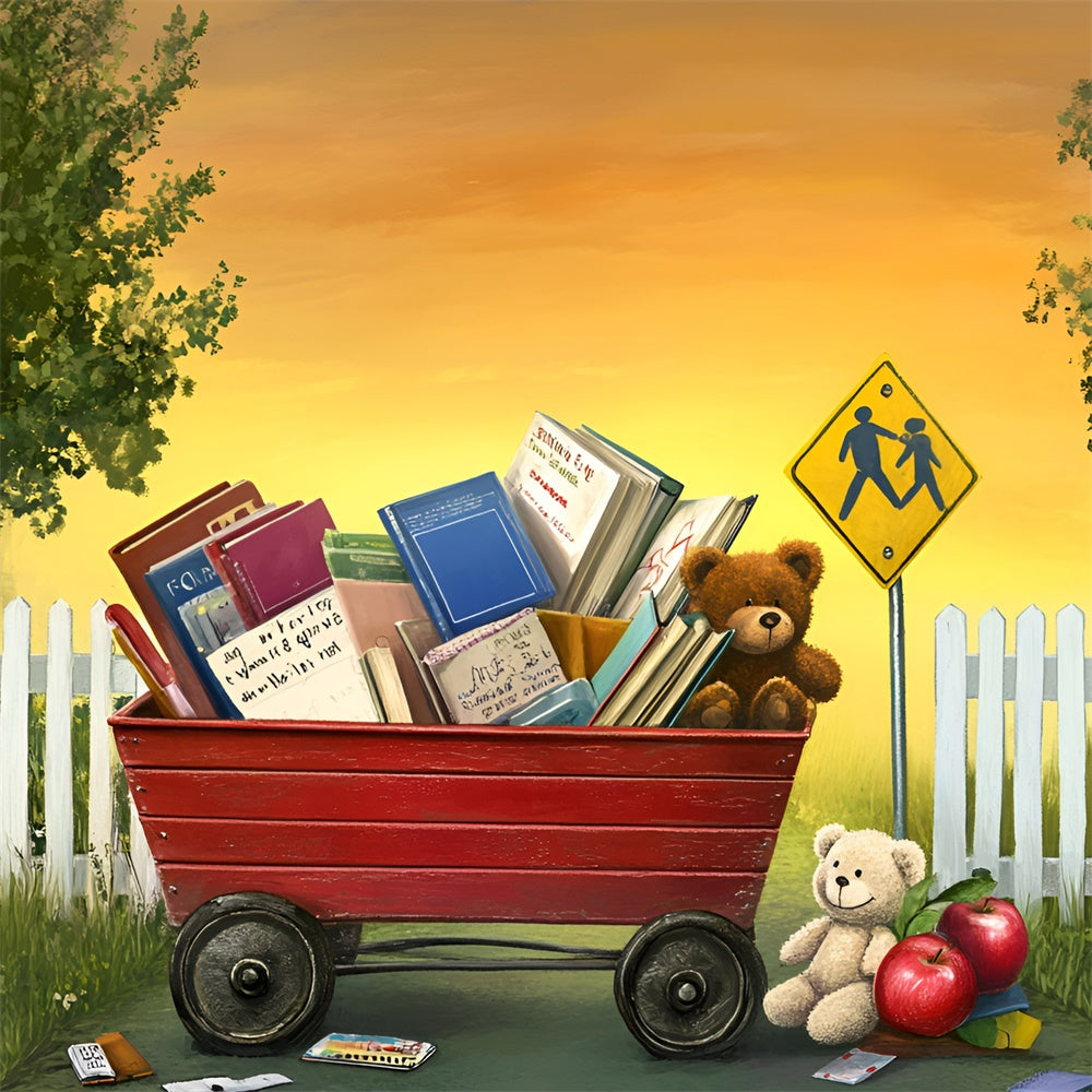 Back To School Backdrop Books Bears Welcome Backdrop UK GQ6-132