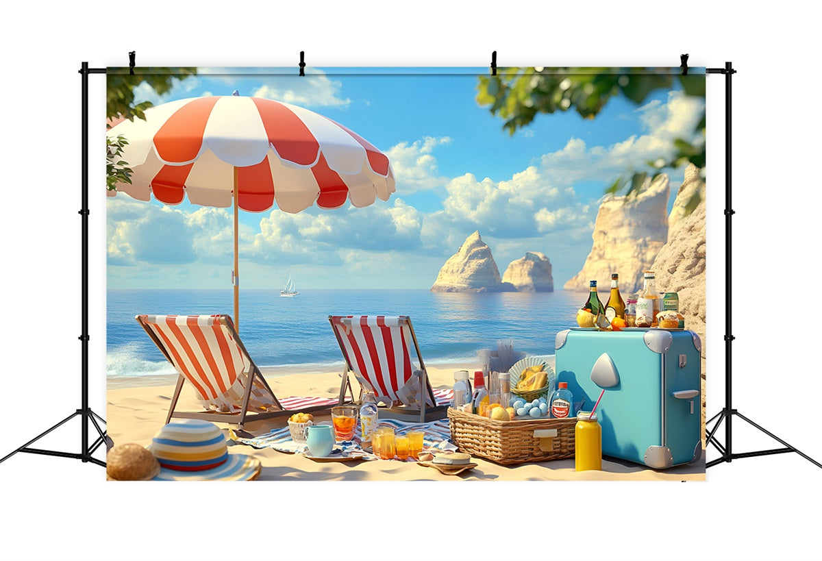 Beach Backdrops Cozy Umbrella Holiday Summer Photo Backdrops UK GQ6-15