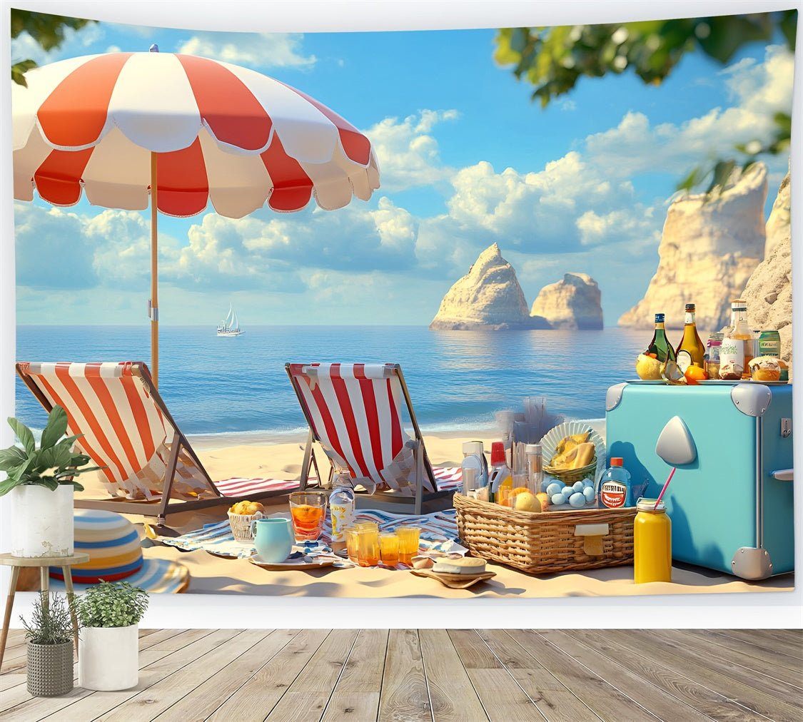 Beach Backdrops Cozy Umbrella Holiday Summer Photo Backdrops UK GQ6-15