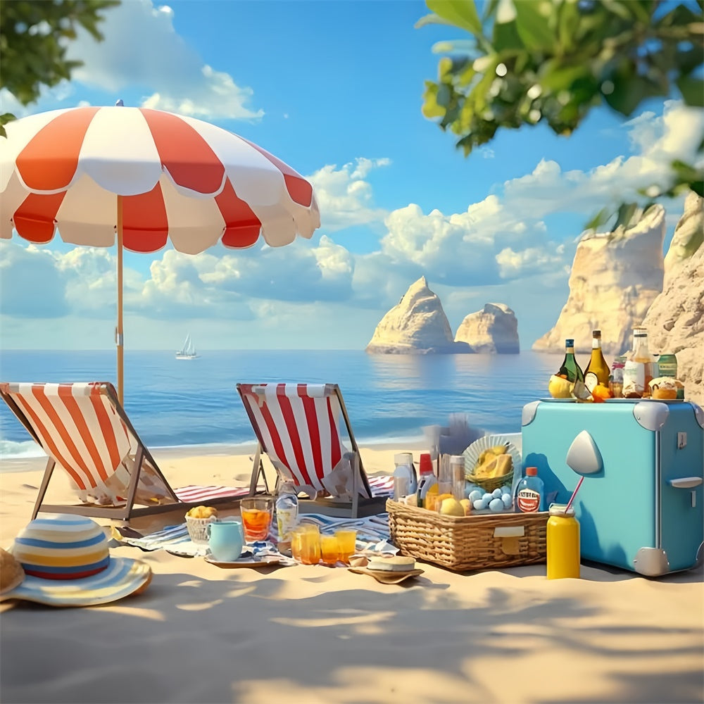 Beach Backdrops Cozy Umbrella Holiday Summer Photo Backdrops UK GQ6-15