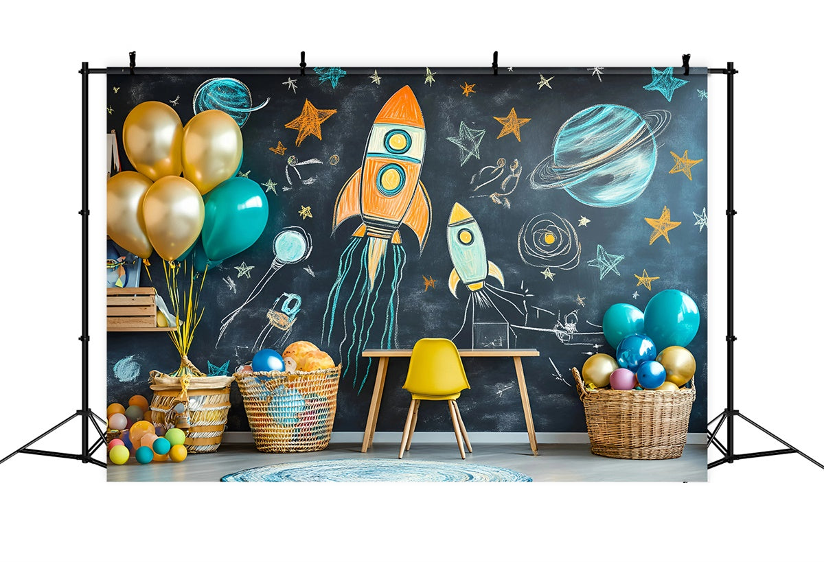 Chalkboard Backdrop Playful Space Adventure Backdrop UK GQ6-152