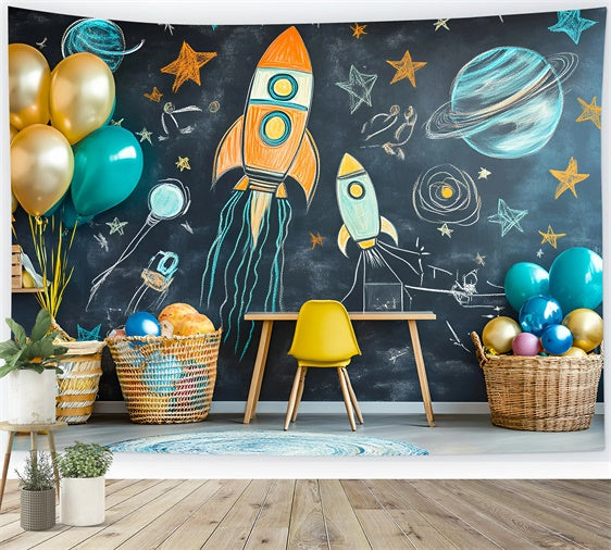 Chalkboard Backdrop Playful Space Adventure Backdrop UK GQ6-152