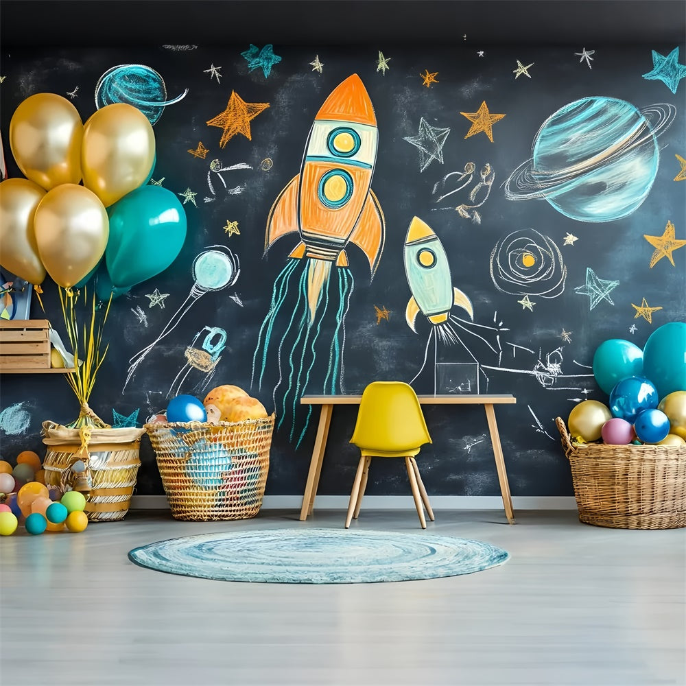 Chalkboard Backdrop Playful Space Adventure Backdrop UK GQ6-152