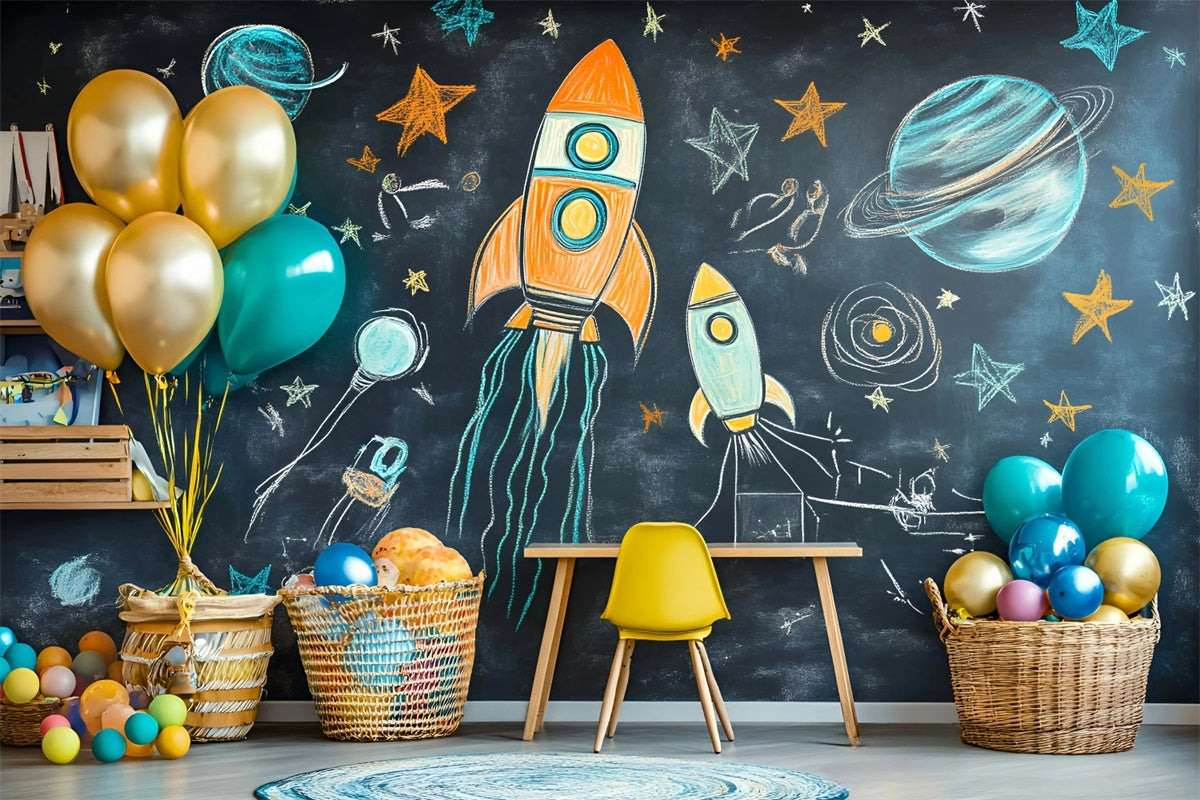 Chalkboard Backdrop Playful Space Adventure Backdrop UK GQ6-152