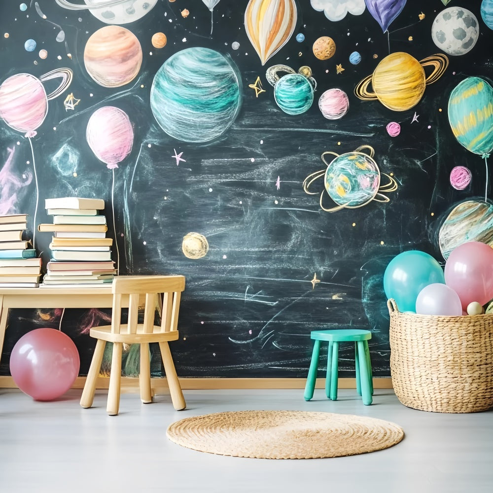 Chalkboard Photo Backdrop Outer Space Study Fun Backdrop UK GQ6-153