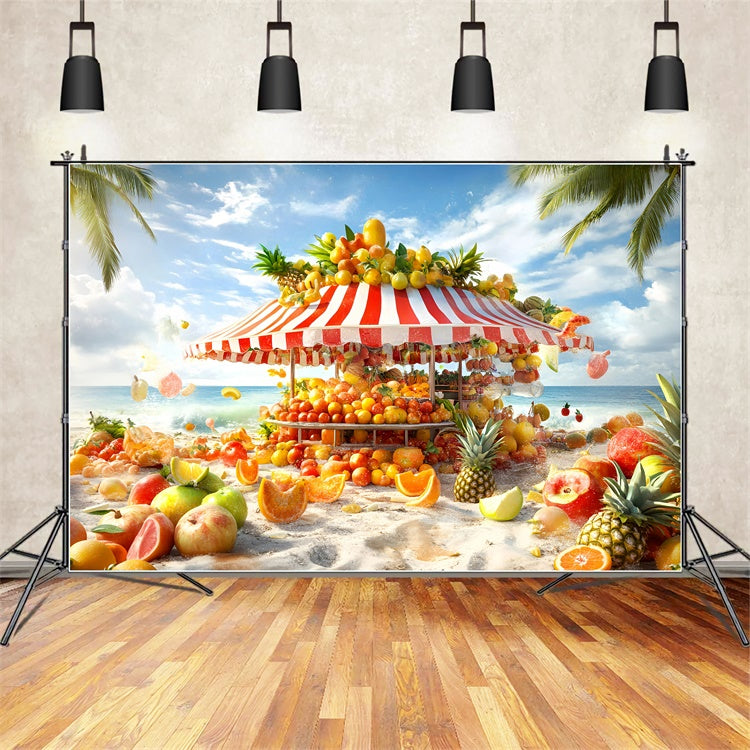 Tropical Beach Backdrop Vibrant Fruit Stand Summer Backdrop UK GQ6-16