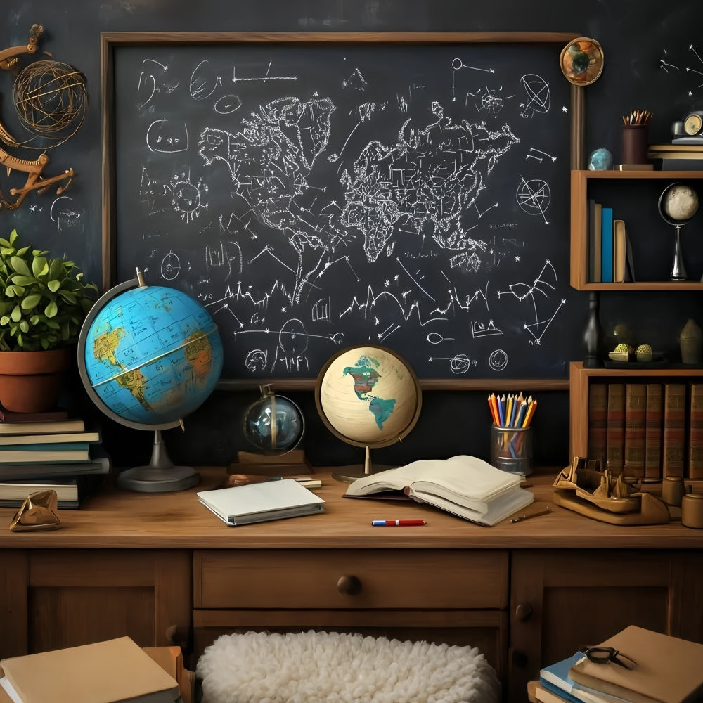 Chalkboard Backdrop World Map Scholar Wall Backdrop UK GQ6-162