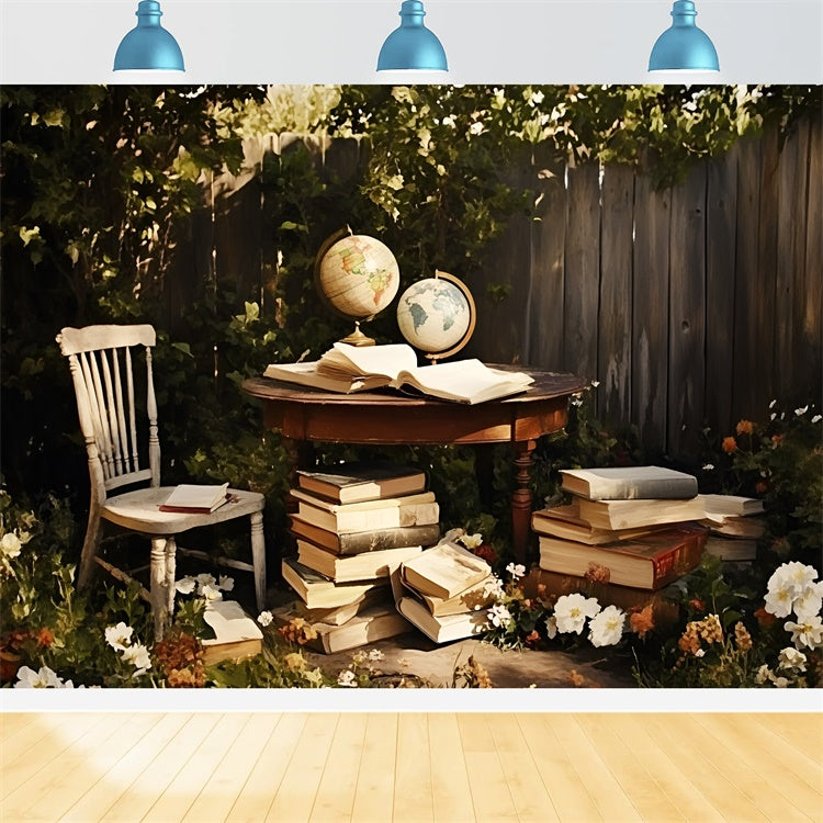 Back To School Backdrops Garden Study Globe Backdrop UK GQ6-172