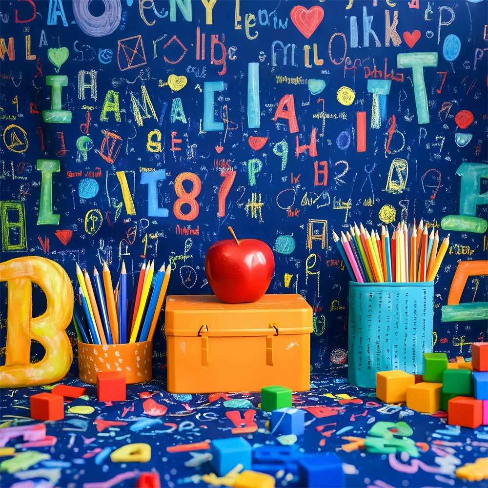 School Photo Backdrops Colorful Classroom Doodle Backdrop UK GQ6-173