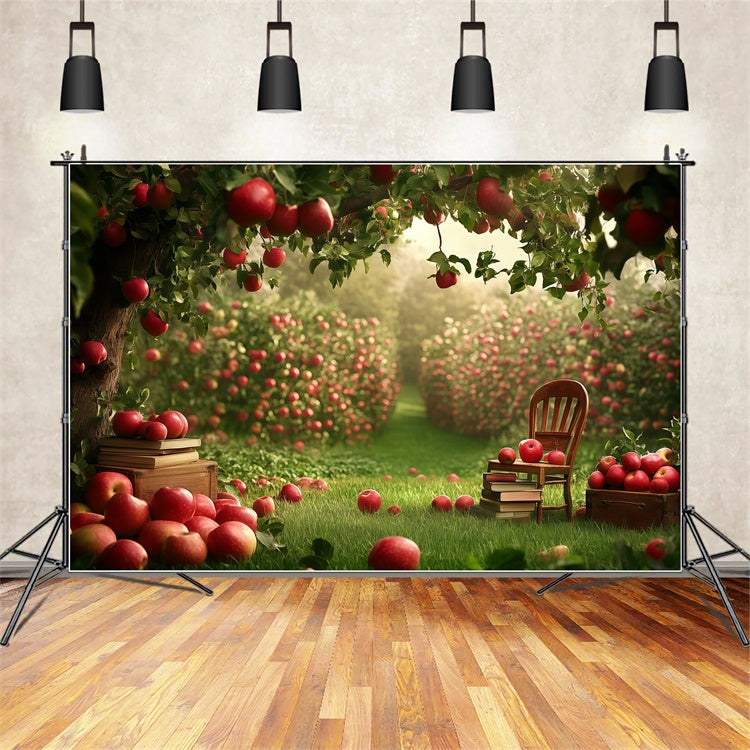 Back To School Photo Backdrop Apple Garden Study Backdrop UK GQ6-180