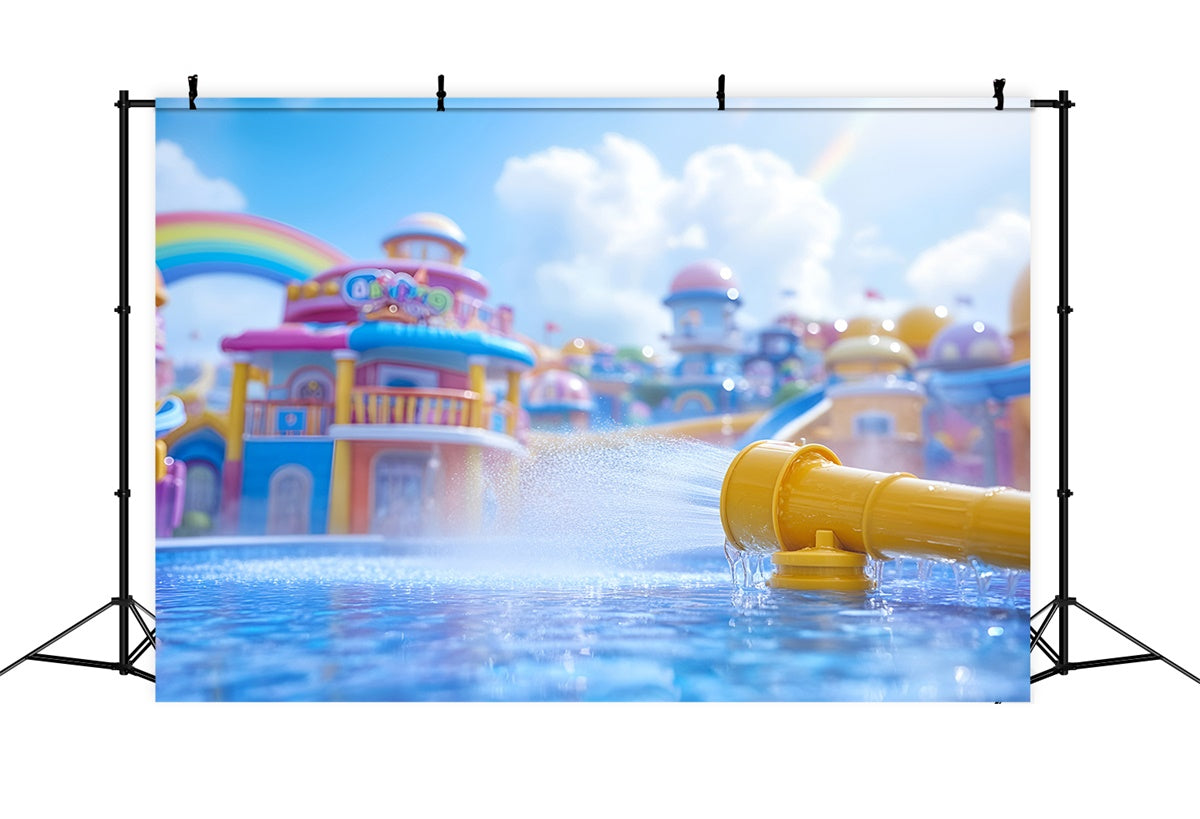 Summer Photo Backdrop Rainbow Splash Water Park Backdrop UK GQ6-19
