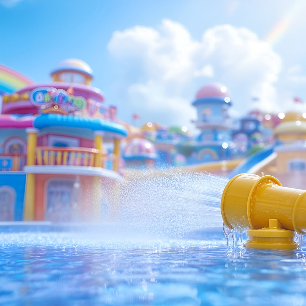 Summer Photo Backdrop Rainbow Splash Water Park Backdrop UK GQ6-19