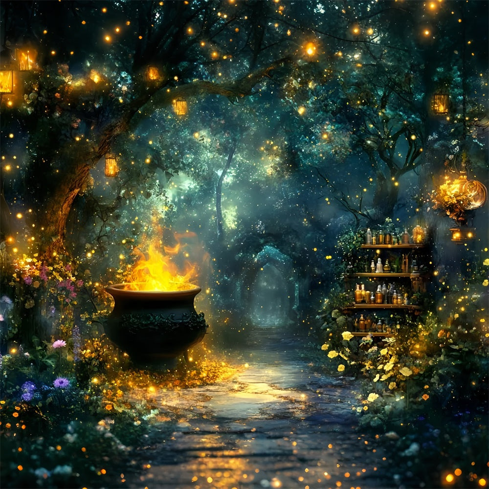 Forest Backdrops Glowing Cauldron Mystical Halloween Backdrops UK GQ6-192