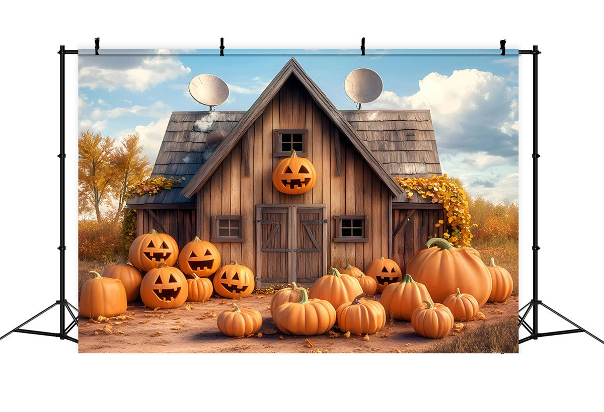 Halloween Photo Backdrop Country Pumpkin Farmhouse Backdrop UK GQ6-226