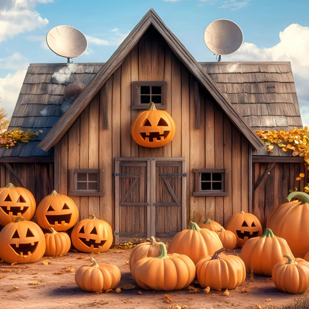 Halloween Photo Backdrop Country Pumpkin Farmhouse Backdrop UK GQ6-226