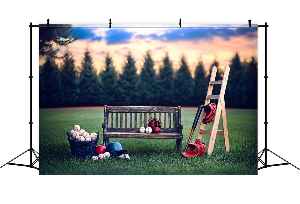 Baseball Backdrops Sunset Baseball Bench Backdrop UK GQ6-261