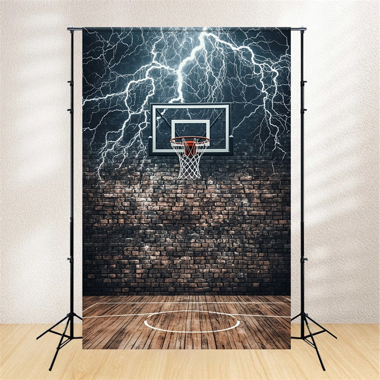 Basketball Photo Backdrop Brick Court Thunder Backdrop UK GQ6-268