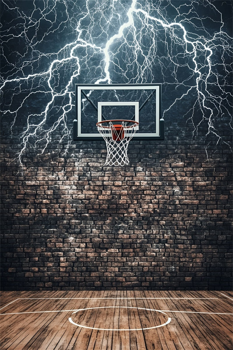 Basketball Photo Backdrop Brick Court Thunder Backdrop UK GQ6-268