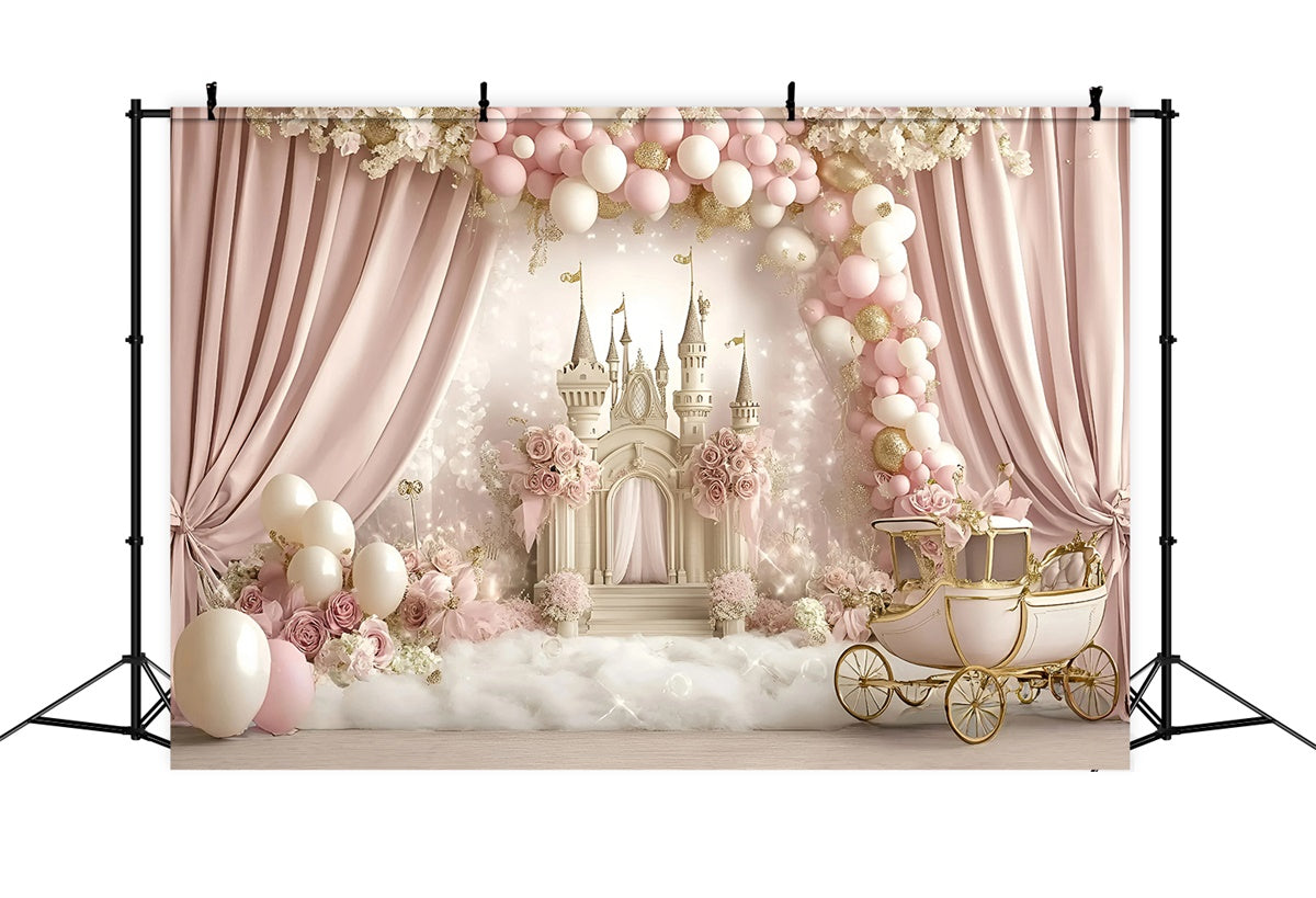 Cake Smash Backdrop Girl Rose Carriage Fantasy Backdrop UK GQ6-299