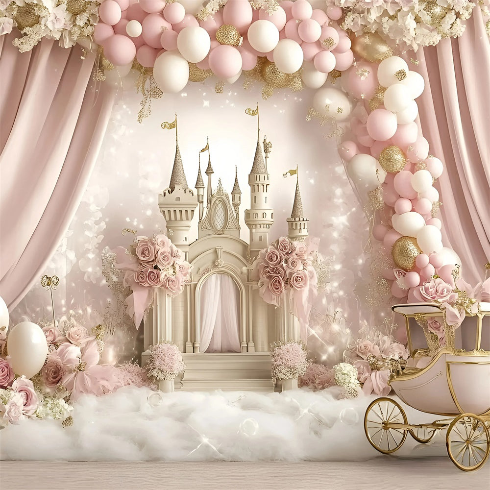 Cake Smash Backdrop Girl Rose Carriage Fantasy Backdrop UK GQ6-299