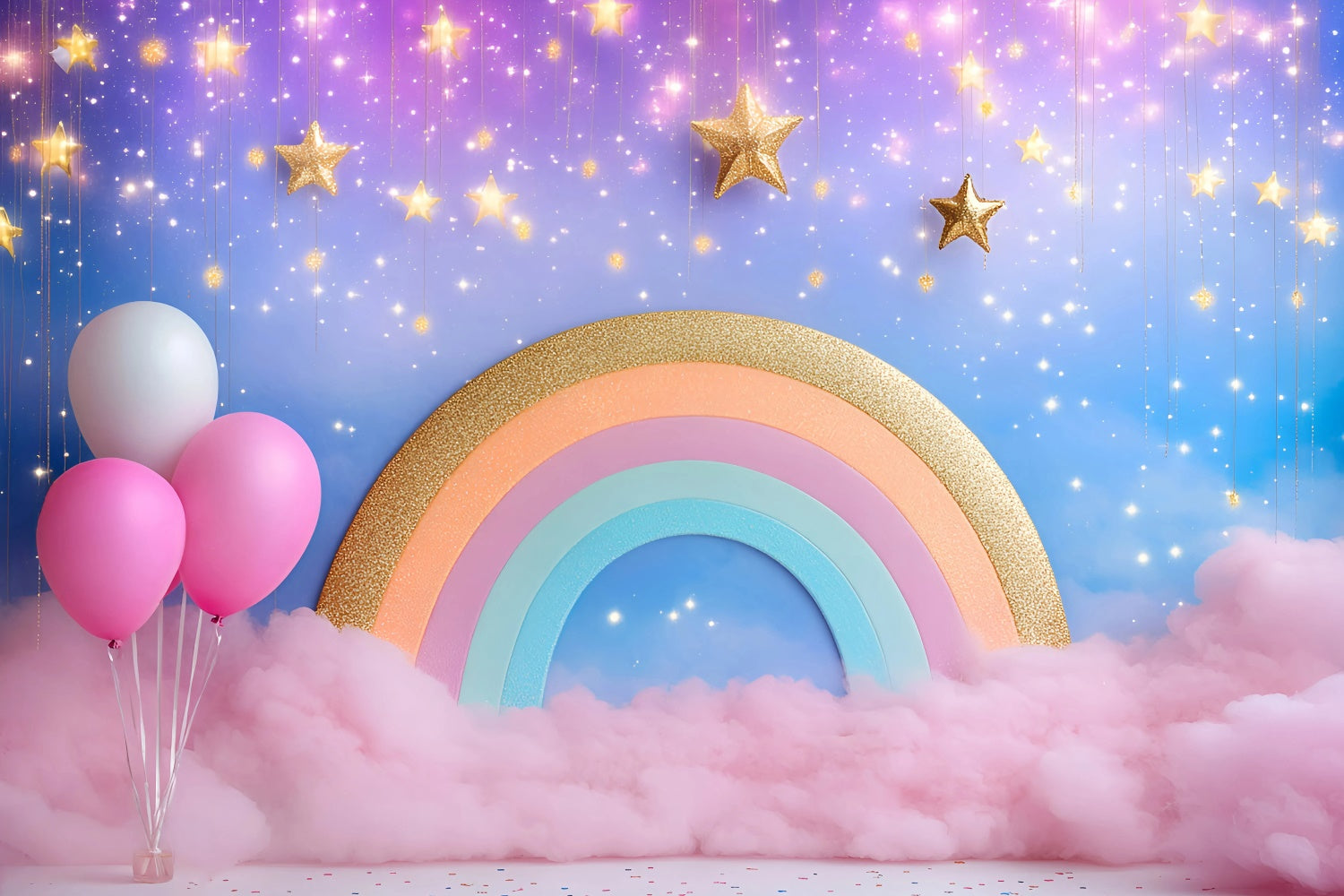 Cake Smash Backdrop Girl Starlight Rainbow Magic Backdrop UK GQ6-306