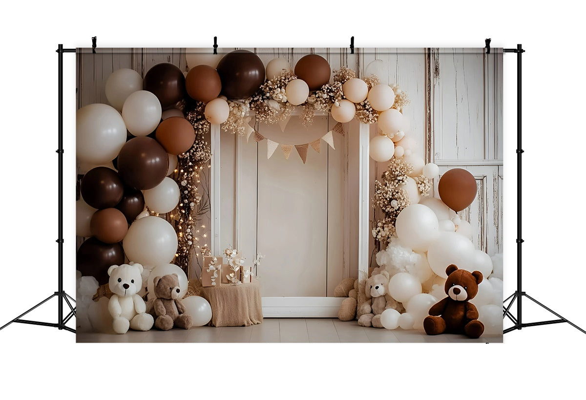 Cake Smash Backdrop Vintage Brown Balloon Backdrop UK GQ6-313