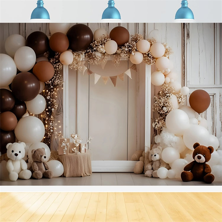 Cake Smash Backdrop Vintage Brown Balloon Backdrop UK GQ6-313